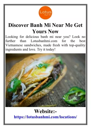 Discover Banh Mi Near Me Get Yours Now