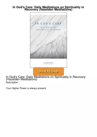 Audiobook⚡ In God's Care: Daily Meditations on Spirituality in Recovery (Hazelden