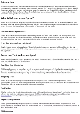 Secure Spend: The Ultimate Option for Hassle-Free Budgeting