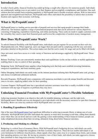 Unlocking Financial Freedom with MyPrepaidCenter's Flexible Solutions