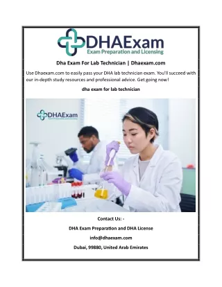 Dha Exam For Lab Technician | Dhaexam.com