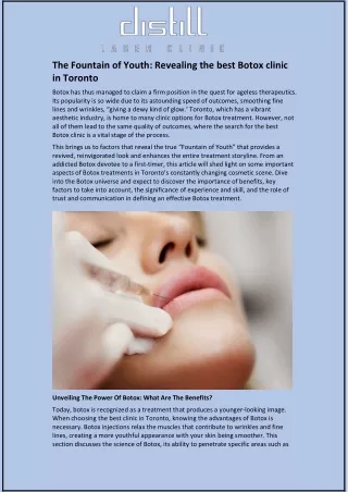The Fountain of Youth: Revealing the best Botox clinic in Toronto