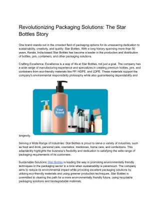 Revolutionizing Packaging Solutions_ The Star Bottles Story