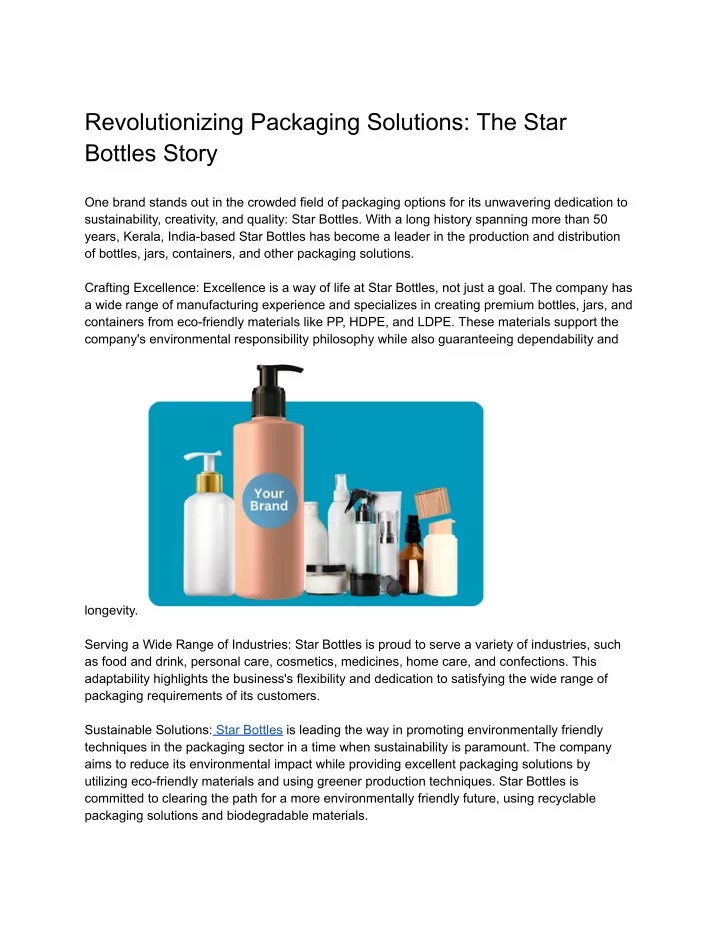revolutionizing packaging solutions the star