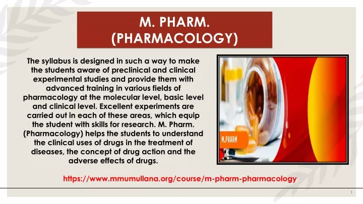 m pharm pharmacology