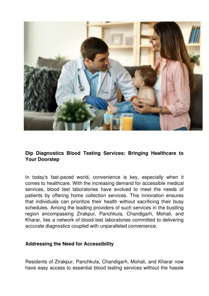 dip diagnostics blood testing services bringing