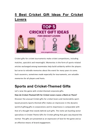 5 Best Cricket Gift Ideas For Cricket Lovers