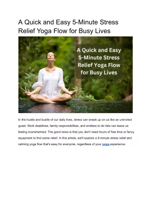 A Quick and Easy 5-Minute Stress Relief Yoga Flow for Busy Lives