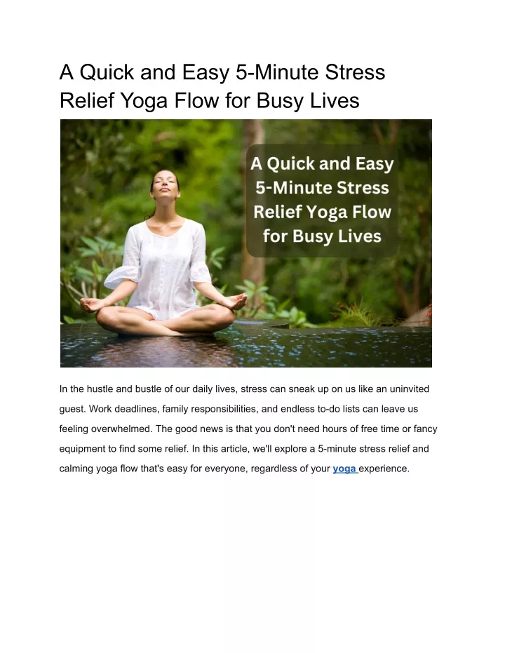 a quick and easy 5 minute stress relief yoga flow