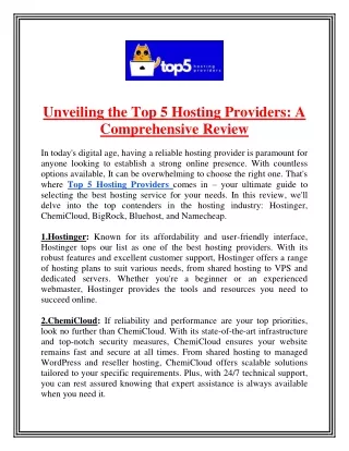 Top 5 Hosting Providers