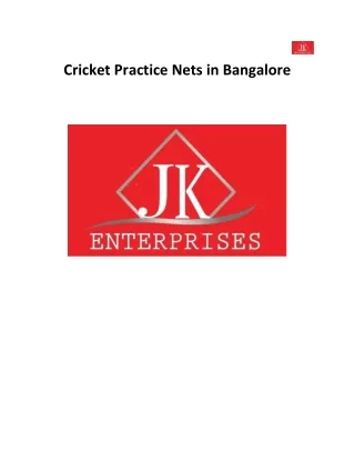 CRICKET PRACTICE NETS IN BANGALORE new pdf