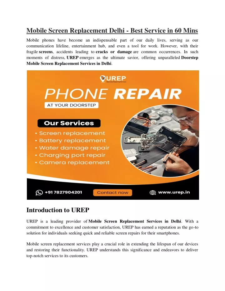 mobile screen replacement delhi best service