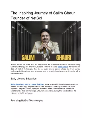 Salim Ghauri Founder of NetSol