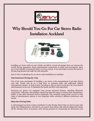 Why Should You Go For Car Stereo Radio Installation Auckland