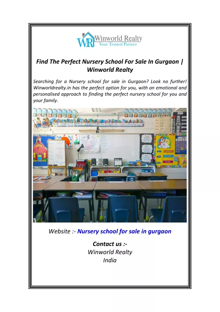 find the perfect nursery school for sale