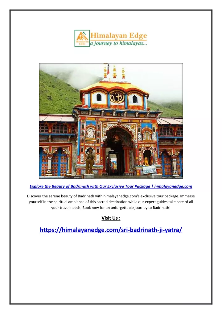 explore the beauty of badrinath with