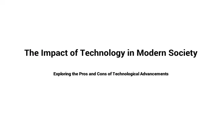 the impact of technology in modern society