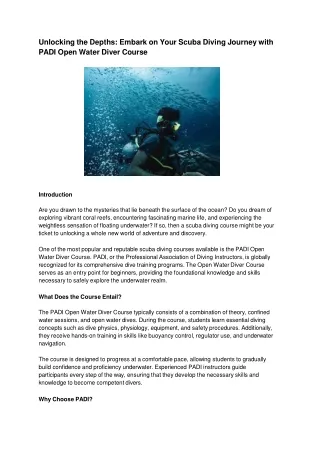 Unlocking the Depths_ Embark on Your Scuba Diving Journey with PADI Open Water Diver Course (1) (1)