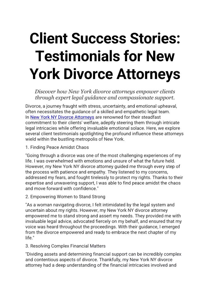client success stories testimonials for new york