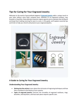 Tips for Caring for Your Engraved Jewelry