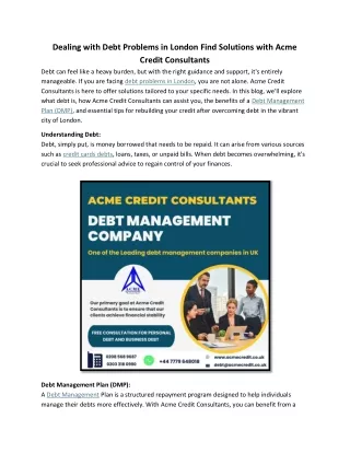 dealing with debt problems in london find