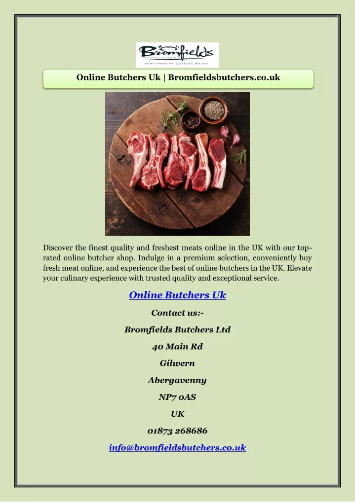 online butchers uk bromfieldsbutchers co uk