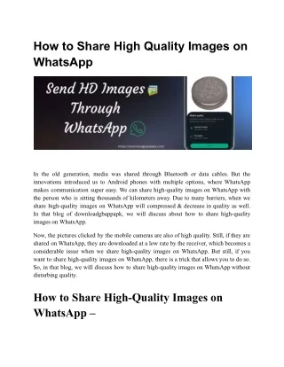 How to Share High Quality Images on WhatsApp