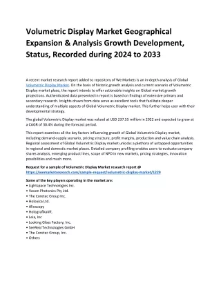 volumetric display market geographical expansion