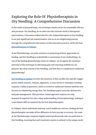 exploring the role of physiotherapists