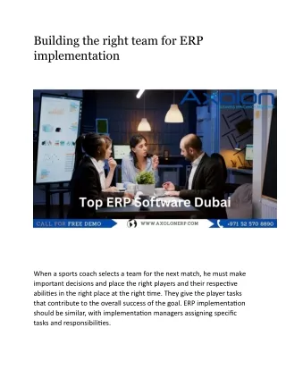 building the right team for erp implementation
