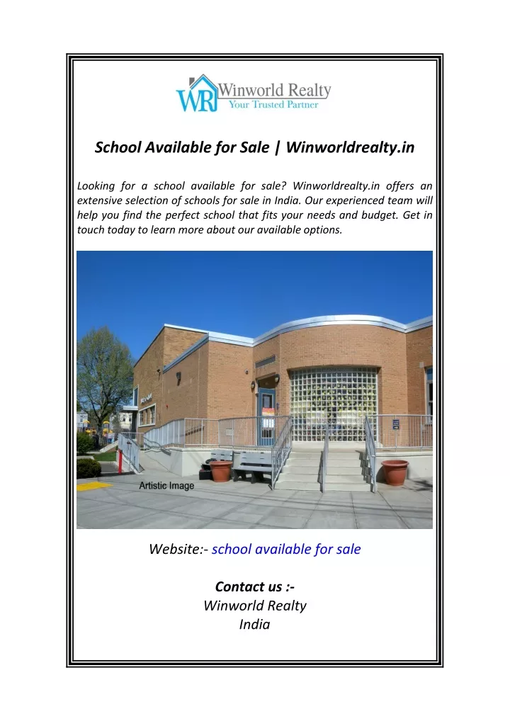 school available for sale winworldrealty in