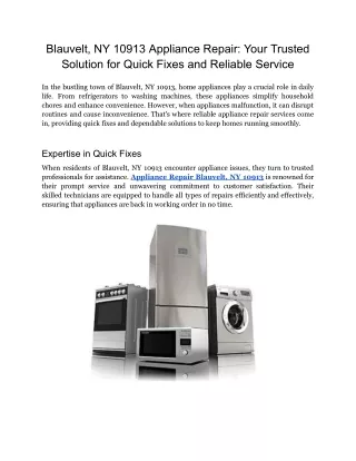 Blauvelt, NY 10913 Appliance Repair: Your Trusted Solution for Quick Fixes and R