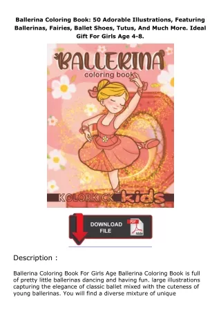 full✔download️⚡(pdf) Ballerina Coloring Book: 50 Adorable Illustratioh More. Ideal Gift For Girls Age 4-8.