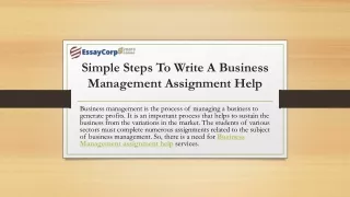 Simple Steps To Write A Business Management Assignment