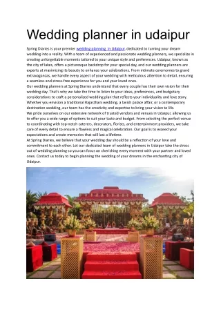 Wedding planner in udaipur