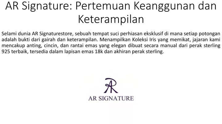 ar signature pertemuan keanggunan dan keterampilan