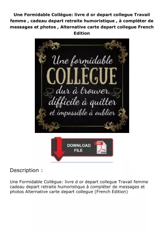 [PDF]❤READ⚡ Une Formidable Collègue: livre d or depart collegue Travail femme , cadeau depart retraite humoristique