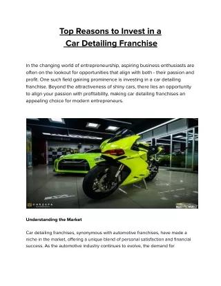 Top Reasons to Invest in car detailing franchise