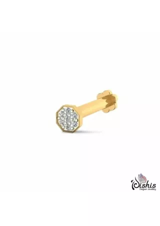 Layla 18k Yellow Gold Nosepin by Dishis Designer jewellery. (1)