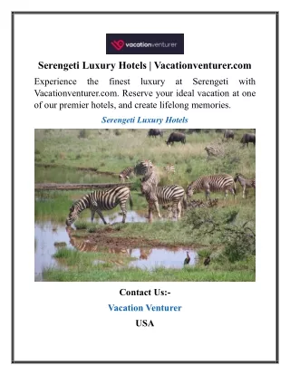Serengeti Luxury Hotels  Vacationventurer