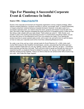 Tips For Planning A Successful Corporate Event and Conference In India