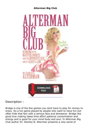 Download⚡(PDF)❤ Alterman Big Club