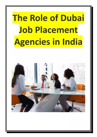 The Role of Dubai Job Placement Agencies in India