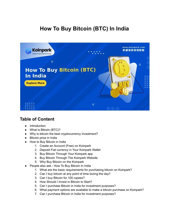 how to buy bitcoin btc in india