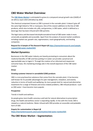 cbd water market overview