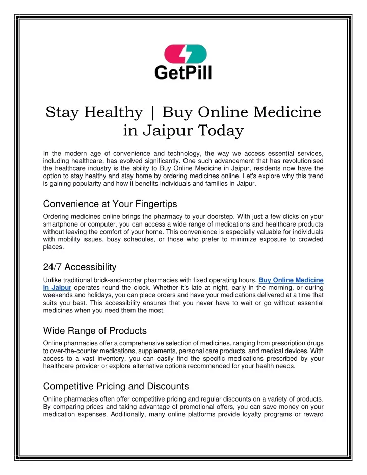 stay healthy buy online medicine in jaipur today