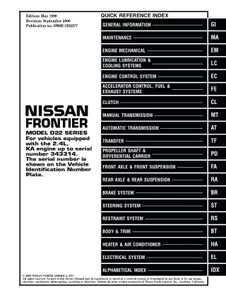 2000 Nissan Frontier KA Service Repair Manual