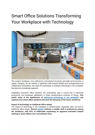 Smart Office Solutions Transforming Your Workplace with Technology
