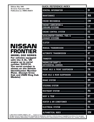 2000 Nissan Frontier VG Service Repair Manual