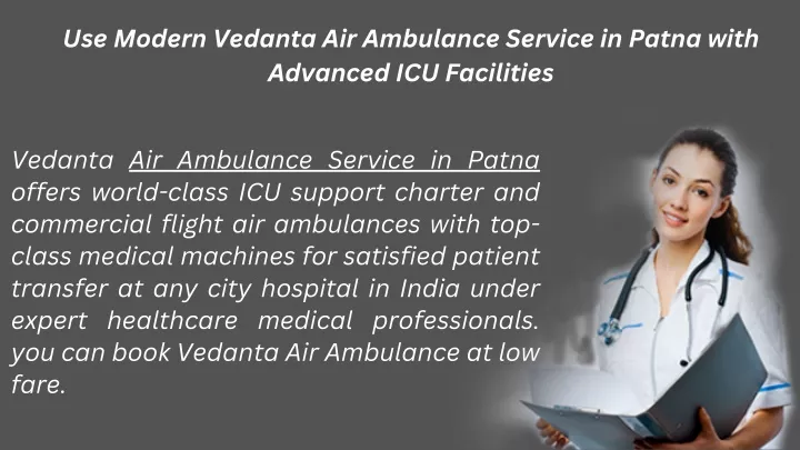 use modern vedanta air ambulance service in patna
